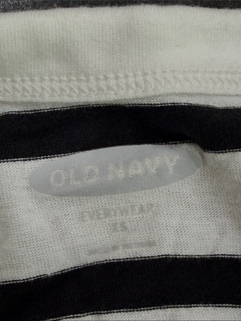 Old Navy Black & White Striped Tee with Yellow Pineapple